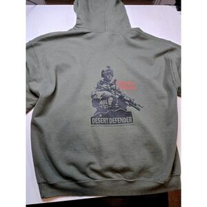 Desert Defender Military Hoodie Mens Large Olive Green Together Forward Gildan